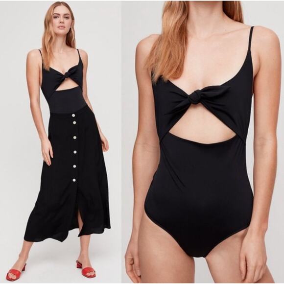 ARITZIA Wilfred NOE Bodysuit and Swimsuit Front Tie Cutout One Piece XS - Picture 1 of 9